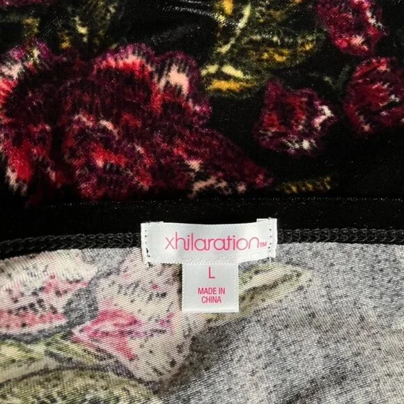 Xhilaration Floral Black Velvet Jumpsuit - Picture 2 of 7